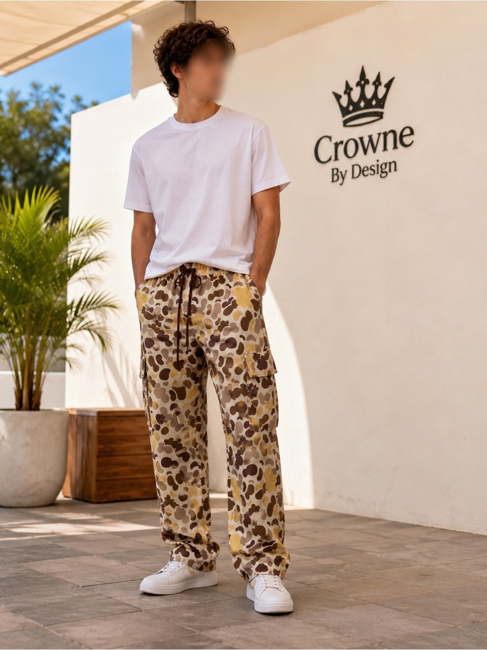 Crowne By Design Men’s L Duck Camo Cargo Pants Y2K Luxury Streetwear Unisex